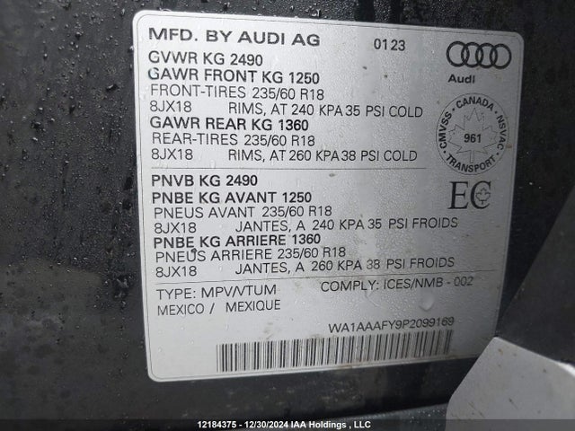 WA1AAAFY9P2099169 Audi 40 tfsi