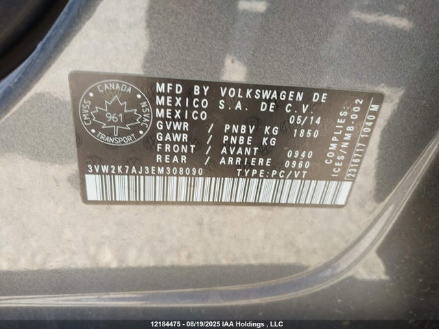 3VW2K7AJ3EM308090 Volkswagen 2014
