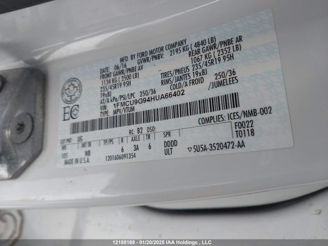 1FMCU9G94HUA66402 Ford 2017