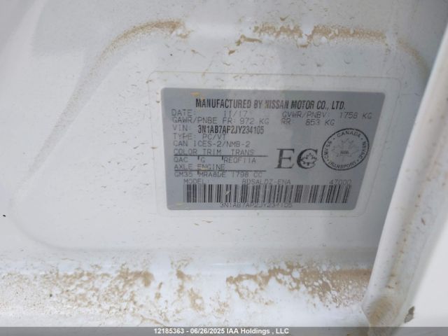 3N1AB7AP2JY234105 Nissan Sentra