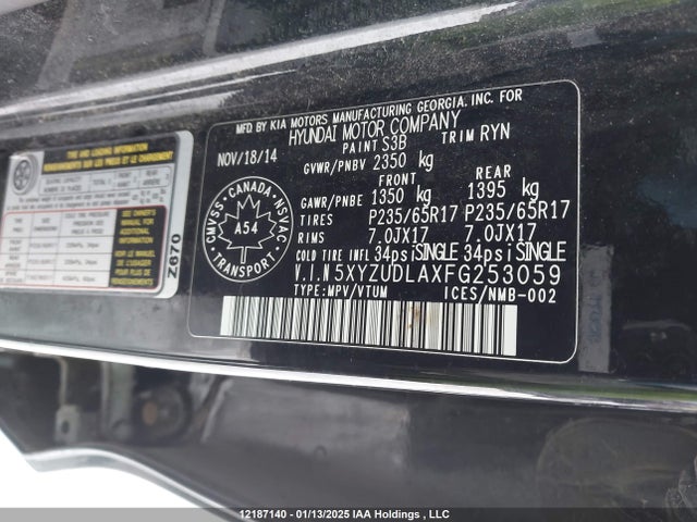 5XYZUDLAXFG253059 Hyundai dohc t-gdi theta-ii