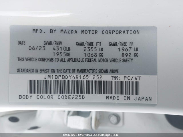 JM1BPBDY4R1651252 Mazda MAZDA3