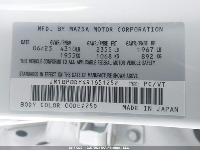 JM1BPBDY4R1651252 Mazda MAZDA3
