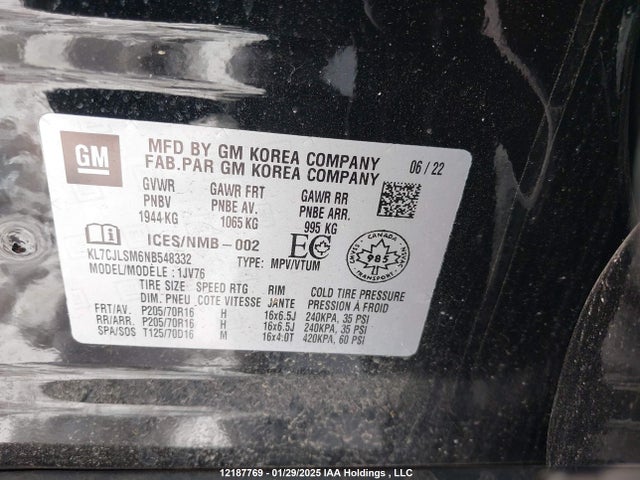 KL7CJLSM6NB548332 Chevrolet Trax