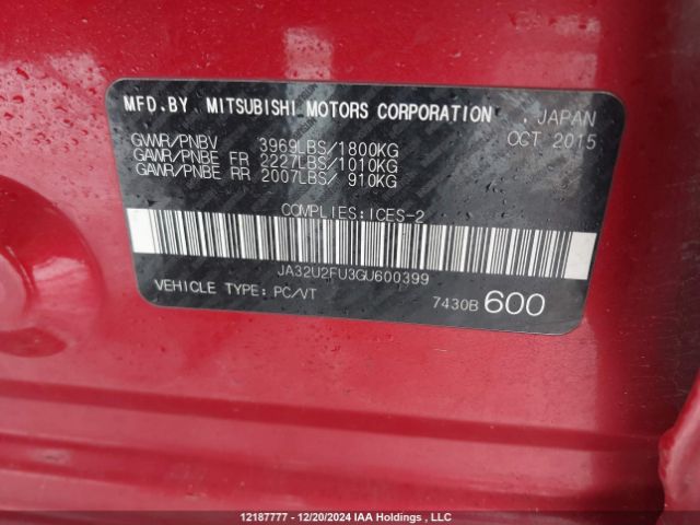JA32U2FU3GU600399 Mitsubishi Lancer
