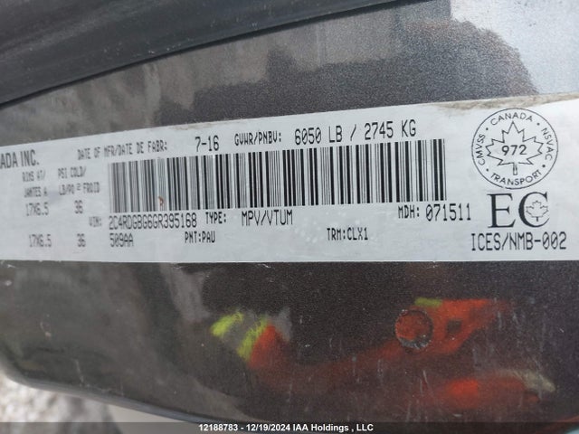 2C4RDGBG6GR395168 Dodge 2016