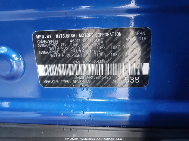 Mitsubishi tc/ic mivec 2018 JA4AT3AAXJZ615490 Image 18