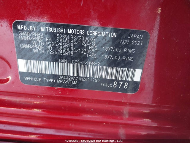 JA4J2VA71NZ611790 Mitsubishi s61-y61
