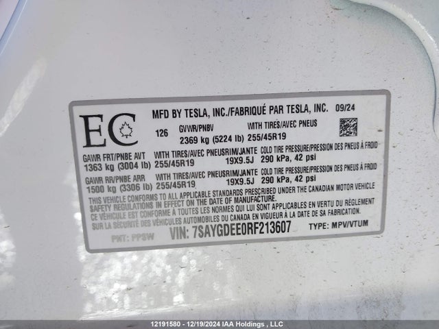 7SAYGDEE0RF213607 Tesla 2024