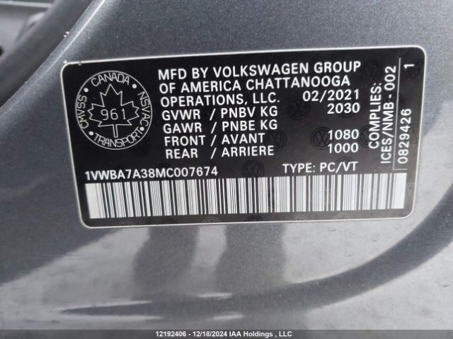 1VWBA7A38MC007674 Volkswagen Passat Highline