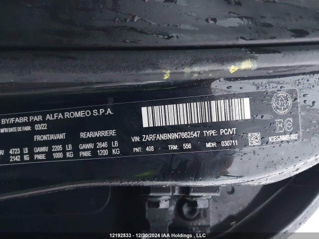 Alfa Romeo giulia (952) 2022 ZARFANBN9N7662547 Image 9