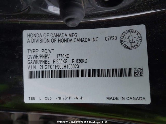 2HGFC1F90LH105023 Honda l15b7
