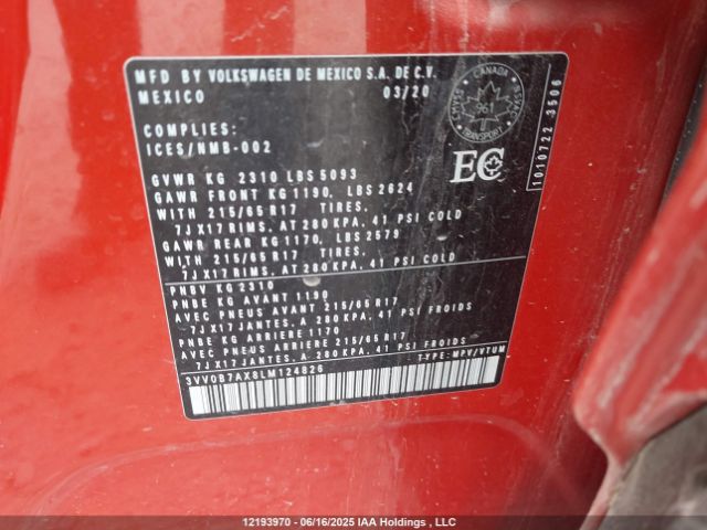 3VV0B7AX8LM124826 Volkswagen Tiguan