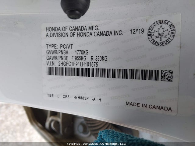 2HGFC1F91LH101675 Honda l15b7