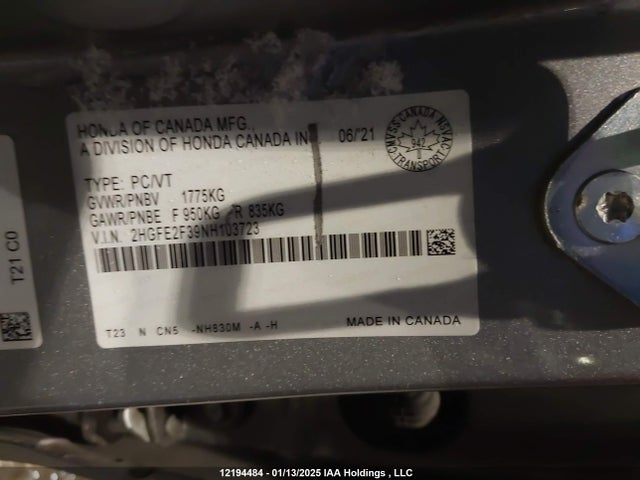 Honda Civic 2022 2HGFE2F39NH103723 Image 19