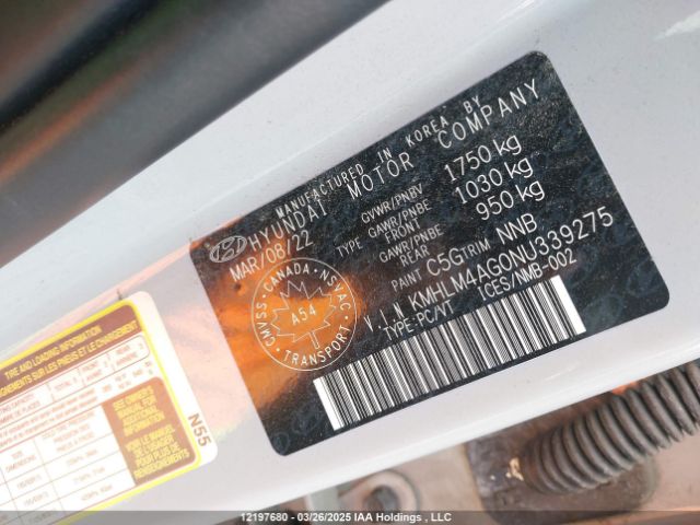 KMHLM4AG0NU339275 Hyundai mpi nu pe