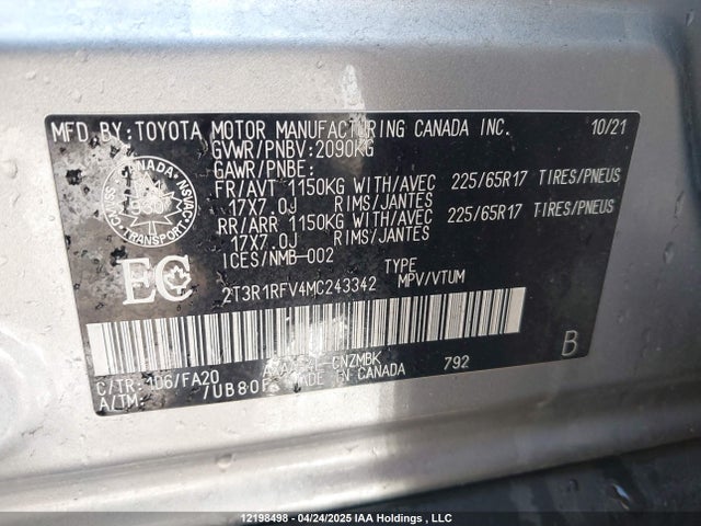 Toyota a25a-fks 2021 2T3R1RFV4MC243342 Image 18
