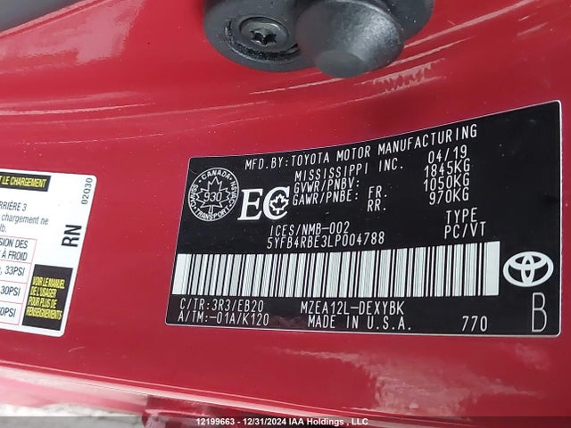 5YFB4RBE3LP004788 Toyota Corolla Se/xse