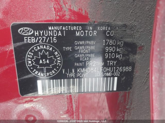 KMHD84LF0HU126988 Hyundai Elantra