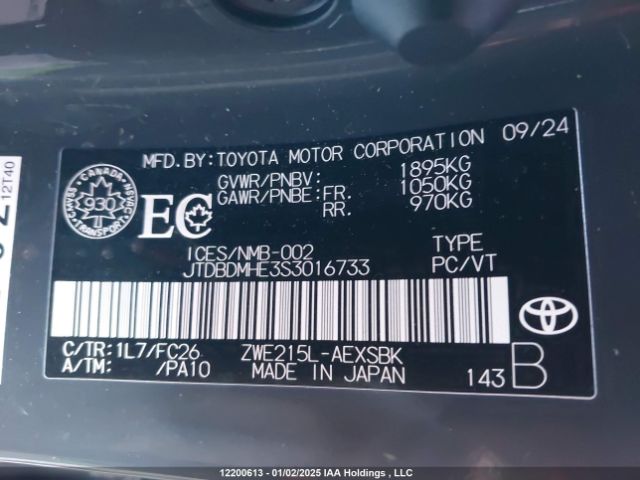 JTDBDMHE3S3016733 Toyota 2zr-fxe