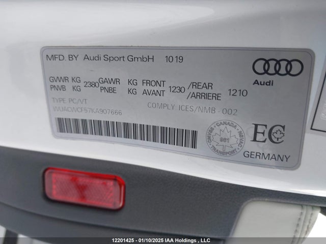 Продажа на аукционе авто 2019 Audi Rs 5 2.9, vin: WUACWCF57KA907666, номер лота: 12201425