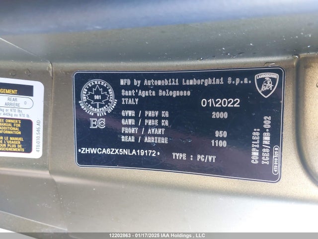 ZHWCA6ZX5NLA19172 Lamborghini Huracan Sto