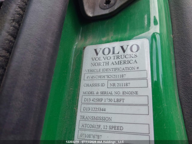 4V4NC9EH7KN211187 Volvo d13
