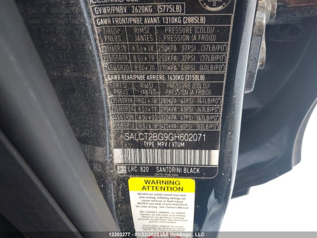 SALCT2BG9GH602071 Land Rover gtdi lev3 sulev30