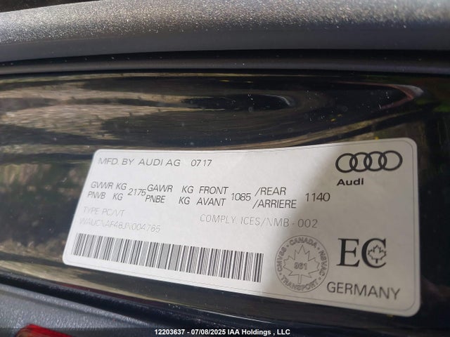 WAUCNAF48JN004765 Audi A4