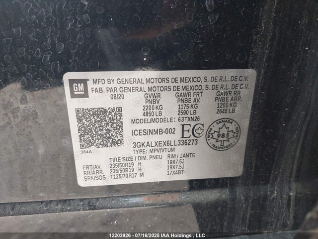 3GKALXEX6LL336273 GMC ltg