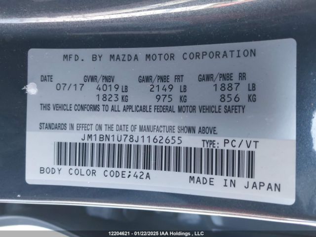 JM1BN1U78J1162655 Mazda MAZDA3