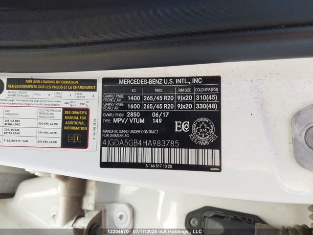 4JGDA5GB4HA983785 Mercedes-Benz m276