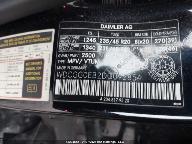 Aukcja sprzedaży 2013 Mercedes-benz Glk 250 Bluetec 4matic, vin: WDCGG0EB2DG092854, numer aukcji: 12204842