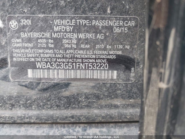 WBA3C3G51FNT53220 BMW 320i