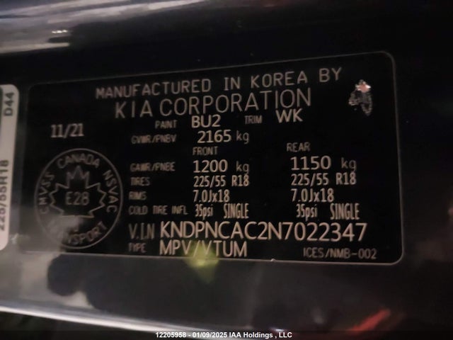KIA gdi theta-ii 2022 KNDPNCAC2N7022347 Image 9