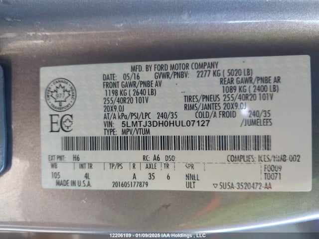 Lincoln 2.3l ecoboost 2017 5LMTJ3DH0HUL07127 Image 9