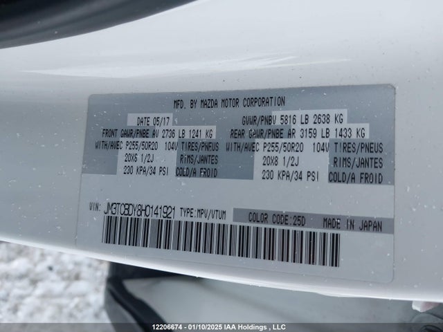 JM3TCBDY8H0141921 Mazda Cx-9 Grand Touring