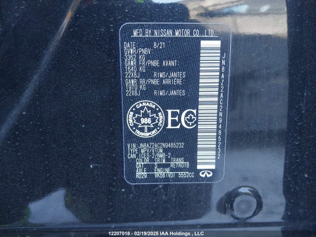 Infiniti 2022 2022 JN8AZ2AC2N9485232 Image 9