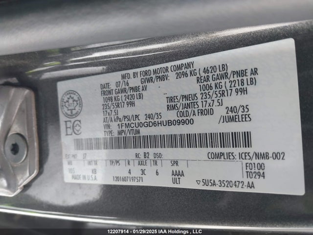 1FMCU0GD6HUB09900 Ford gtdi sigma w/premium fuel