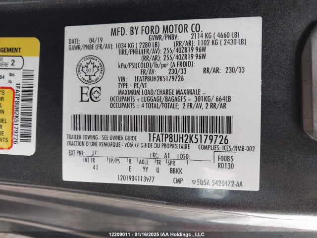 1FATP8UH2K5179726 Ford 4v