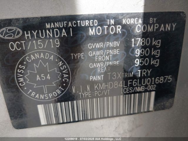 KMHD84LF6LU016875 Hyundai mpi nu