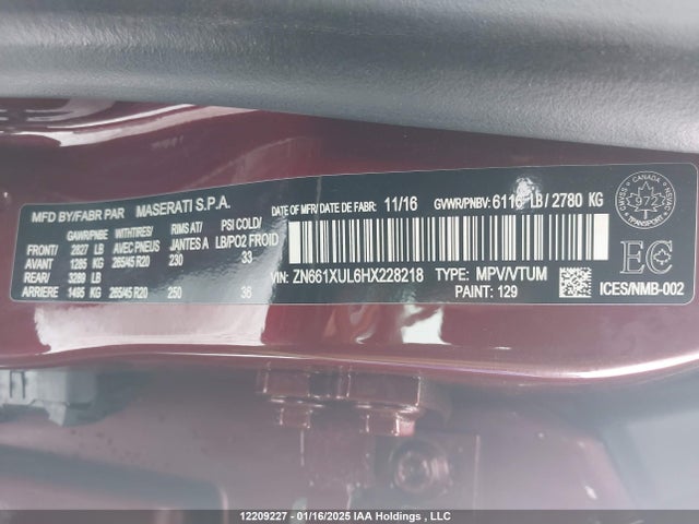 ZN661XUL6HX228218 Maserati m156d