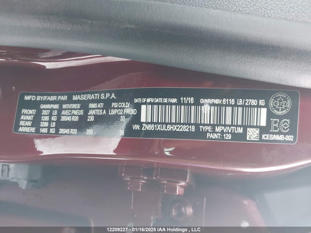 ZN661XUL6HX228218 Maserati m156d