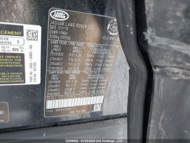 Land Rover aj133 s/c 2019 SALGV5RE3KA547023 Image 9