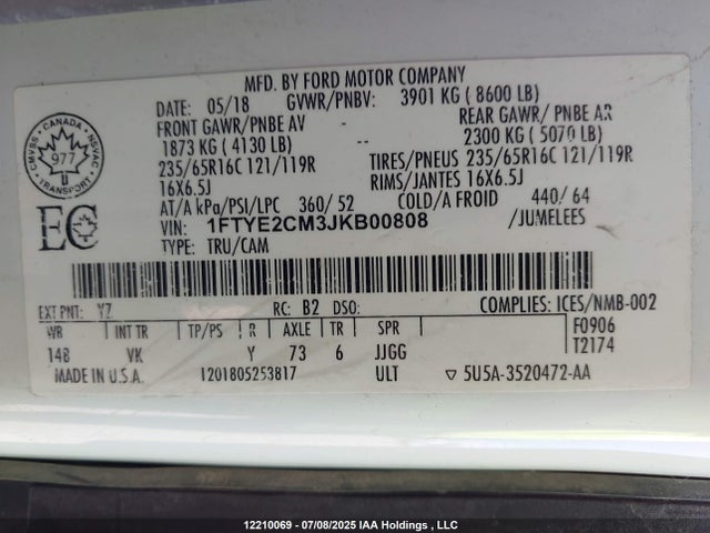 1FTYE2CM3JKB00808 Ford 2018