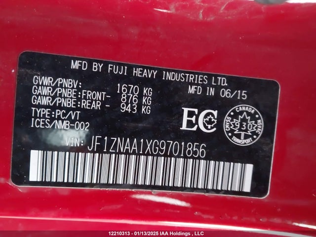 JF1ZNAA1XG9701856 Toyota fa20
