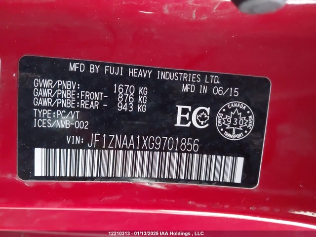 JF1ZNAA1XG9701856 Toyota fa20