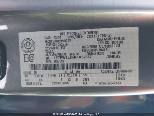 1FTFW3L84RFA52687 Ford gtdi