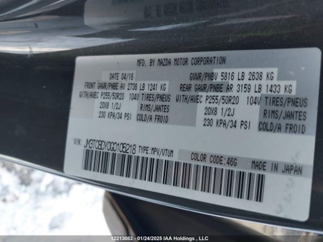 JM3TCBDY0G0105218 Mazda Cx-9 Gt