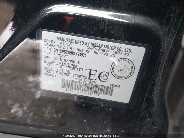 3N1CP5CU9KL494971 Nissan 2019
